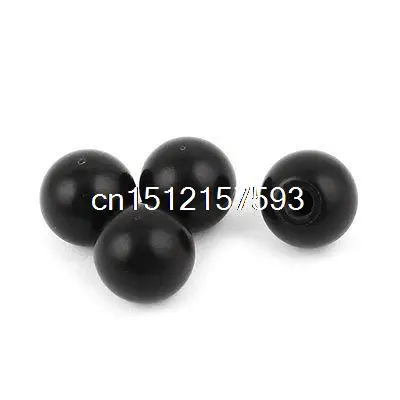 4pcs Solid Black Round Plastic 20mm Diameter M5 Ball Lever Knobs