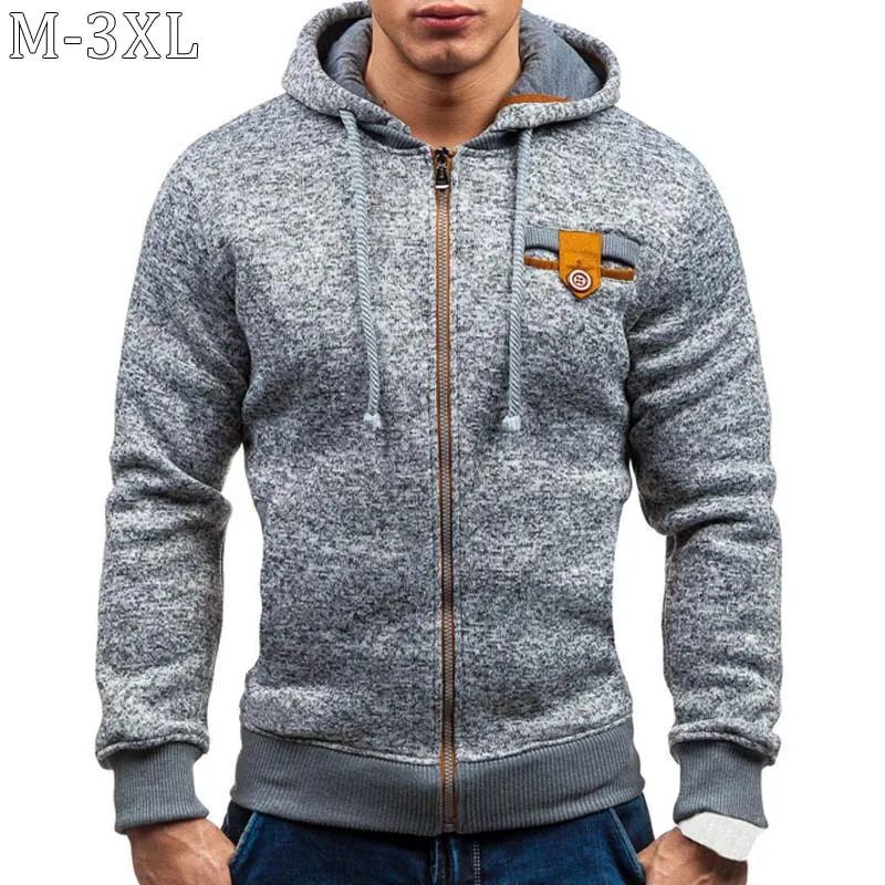 Mens Hoodies Sweatshirt New Casual Solid Long Sleeve Hoodie Men Slim Zipper Cardigan Hooded Sweatshirts Men Hoody Sweat Homme