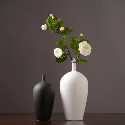 

Japanese Zen ceramic dried flower vase decoration black and white creative living room table flower arranger home soft decoratio