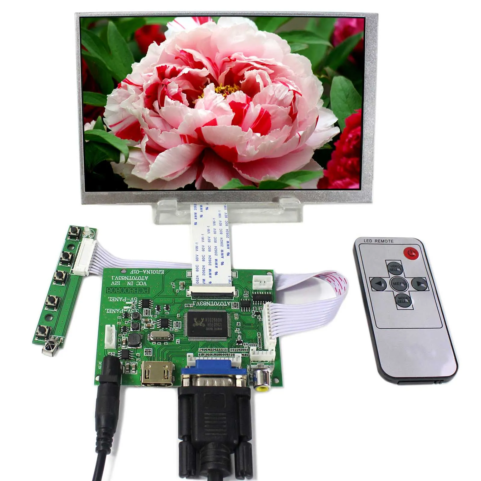 

HD MI VGA 2AV LCD Controller Board With 7inch 800X480 AT070TN83 V1 LCD Screen