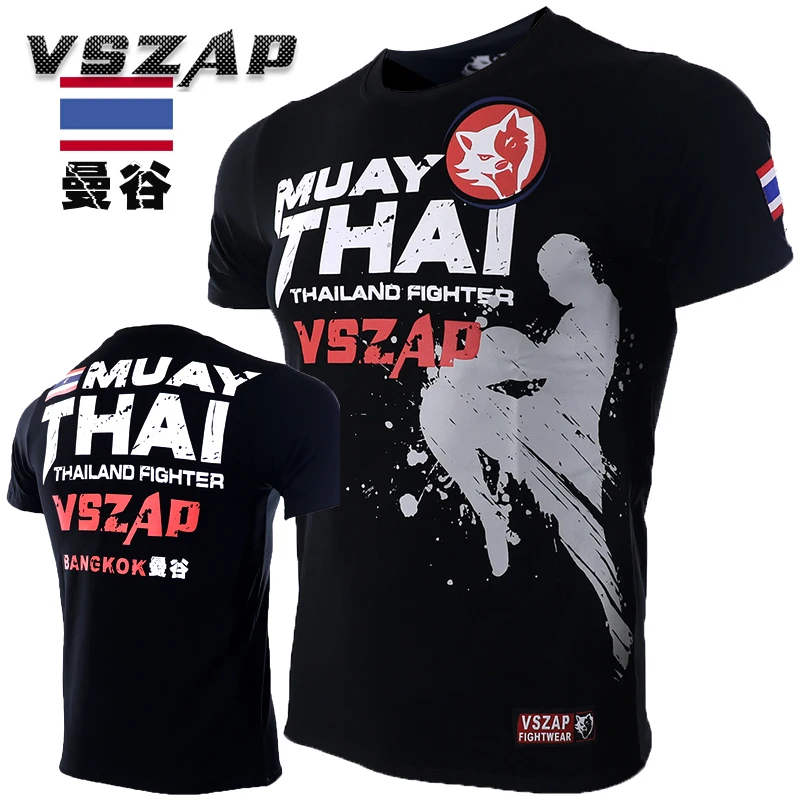 

VSZAP Bangkok Boxing MMA T Shirt Gym Tee Shirt Fighting Fighting Martial Arts Fitness Training Muay Thai T Shirt Men