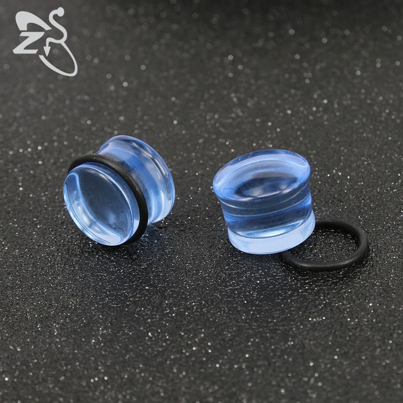 ZS 2PCS 5-16MM Glass Ear Expander 6 Color Ear Plugs Tunnels Gauges Expander Body Piercing Jewelry for Women Men Ear Tunnel Plugs