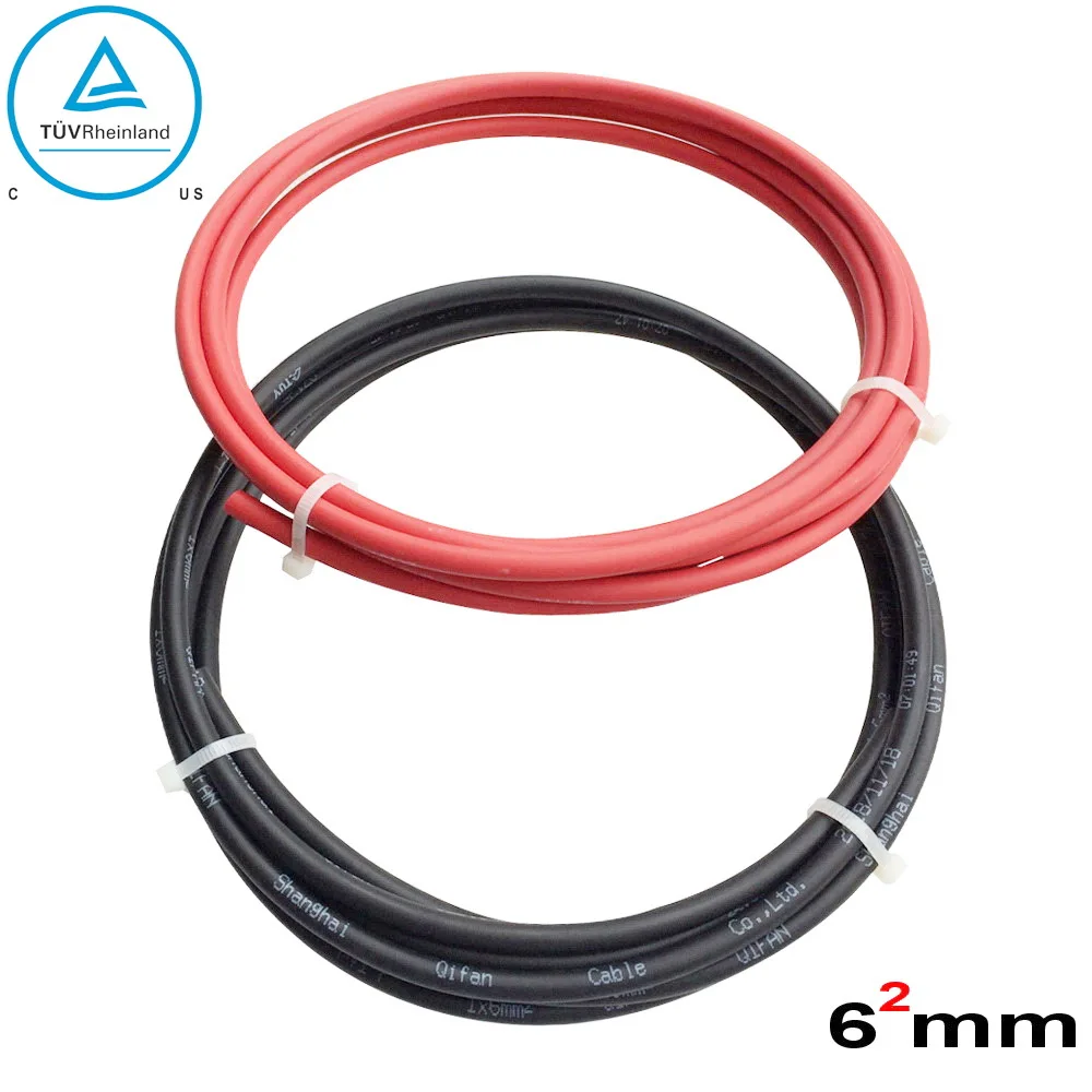 6mm2 PV Solar Cable Photovoltaic cable Red+ Black for off grid and on grid tie Solar System,  Solar Panel PV Cable solar syste