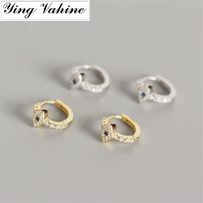 ying Vahine New Arrival Evil Eyes Earring 100% 925 Sterling Silver Mini Zircon Blue Eyes Small Stud Earrings for Women