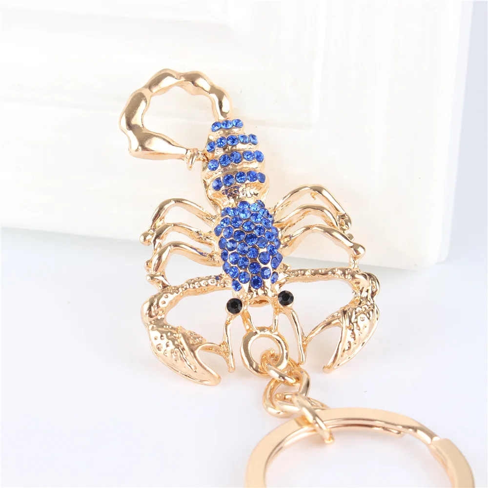 Blue Scorpion Crystal Charm Purse Handbag Car Key Ring Chain Party Wedding Birthday Creative Gift