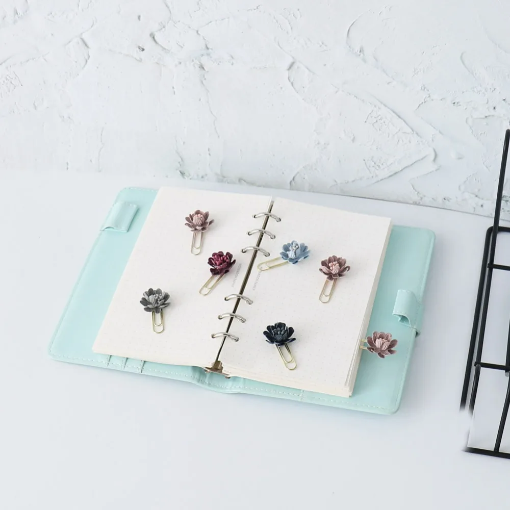 TUTU 6pcs/box flower Paper Clips De Papel Notes DIY Bookmark Metal Binder Clips Fish Clips Notes Letter Paper Clips H0255