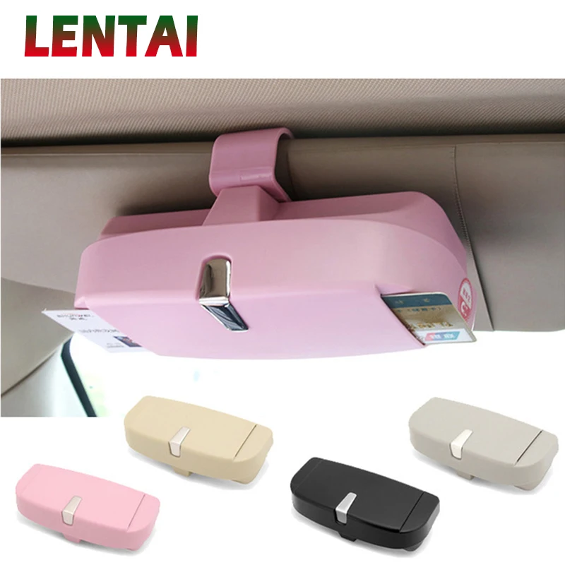 LENTAI For Mercedes benz w204 w203 Volkswagen polo golf 4 Volvo xc90 s60 xc60 NEW 1PC Car Glasses Storage Case & Card clip For