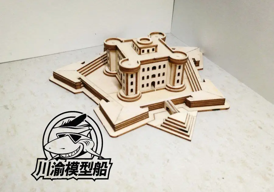 1/700 Scale Redoubt Castle Fort Model Wooden Building Naval Battle Scenes Diorama DIY Assembly Model Kit #CY707