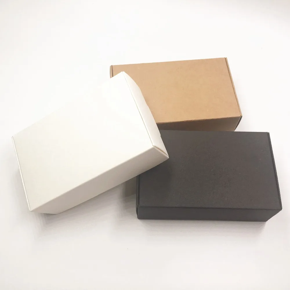 

50Pcs Simple white/black/brown kraft gift Boxes pure blank Diy ladies jewelry accessories storage paper fold style paper carton