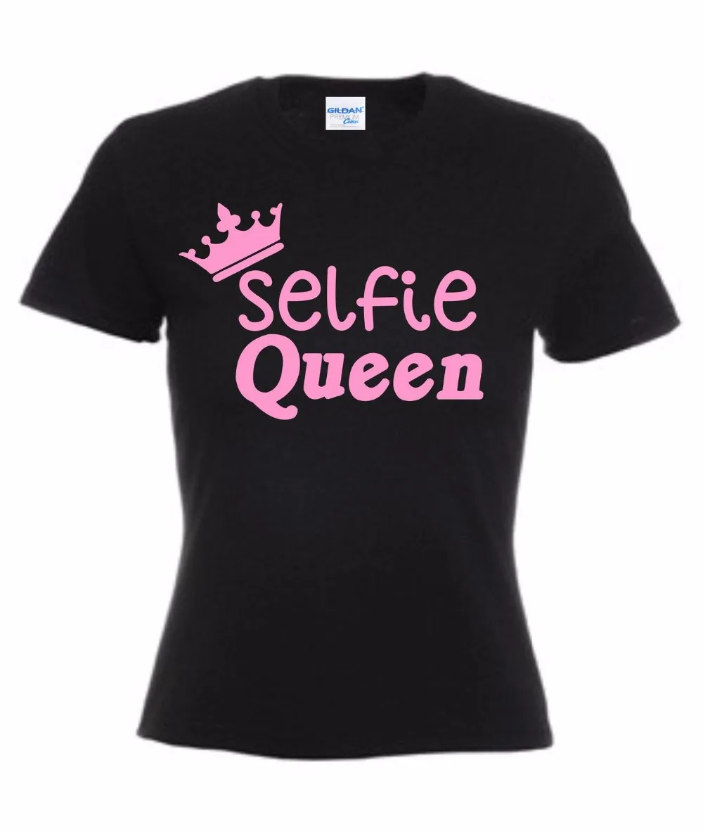 

Brand cotton woman T-shirt self-timer queen funny lady T-shirt women's #Hashtag network slogan girl funny Tee shirt