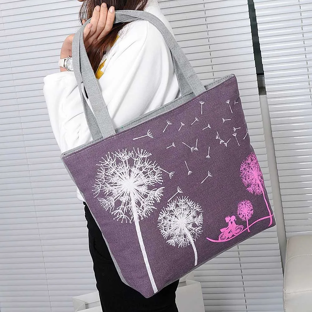 Bags for Women 2018 Dandelion Canvas Belt Bag Flowers Casual Women Handbag Zipper Shoulder Bags Lady\'s Beach Bag Sac Main Femme