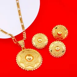 Nuovo Insieme Dei Monili di Colore Dell'oro Habesha Etiope Eritrean Collana Orecchini Anello Per Le Donne Etniche Regalo