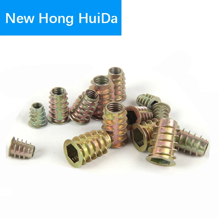 M4 M5 M6 M8 M10 Zinc Alloy Furniture Insert Nuts Hex Socket Head Drive Screw For Wood Metric Thread Flanged