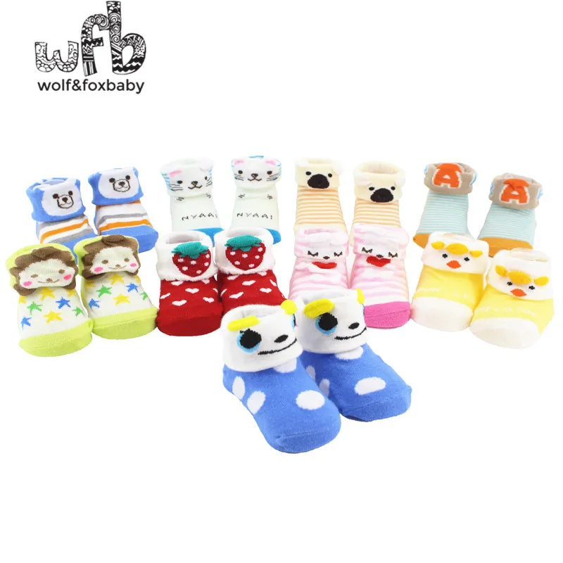 Wholesales 30pairs/lot 0-10M Kids infant Baby Unisex Newborn Animal Cartoon Flanging Socks Combed Cotton 2014 spring or fall