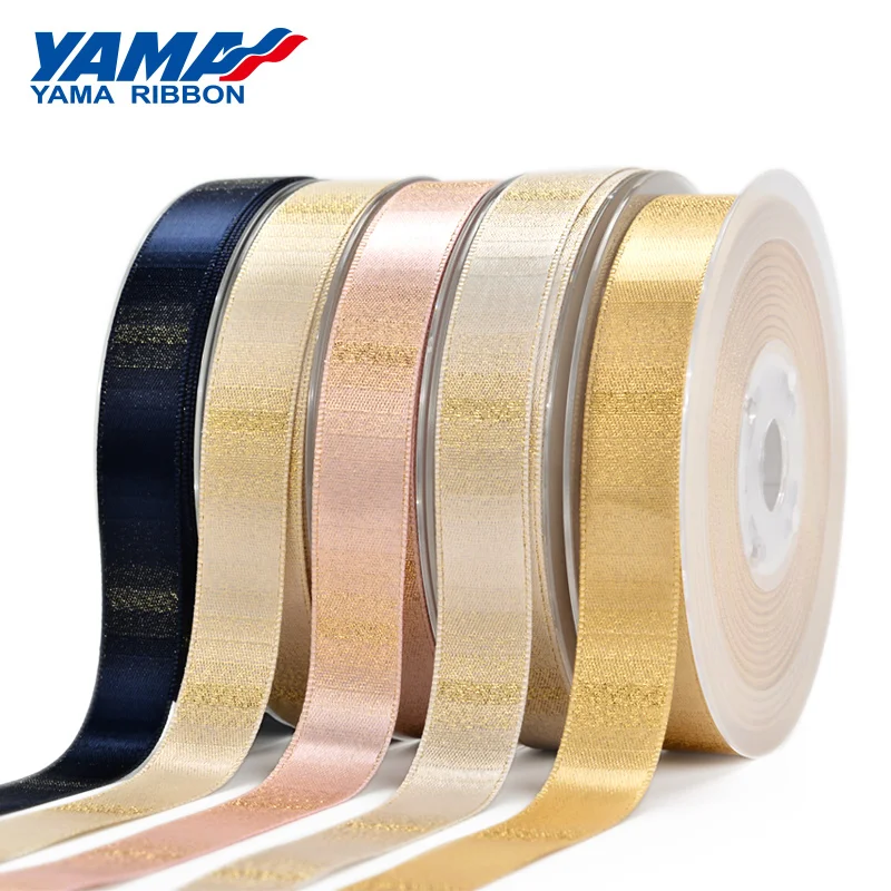 YAMA-Gradient Color Ribbon, Ombre, Gold, 9mm, 16mm, 25mm, 38mm, 100Yards per Roll, 3/8 \