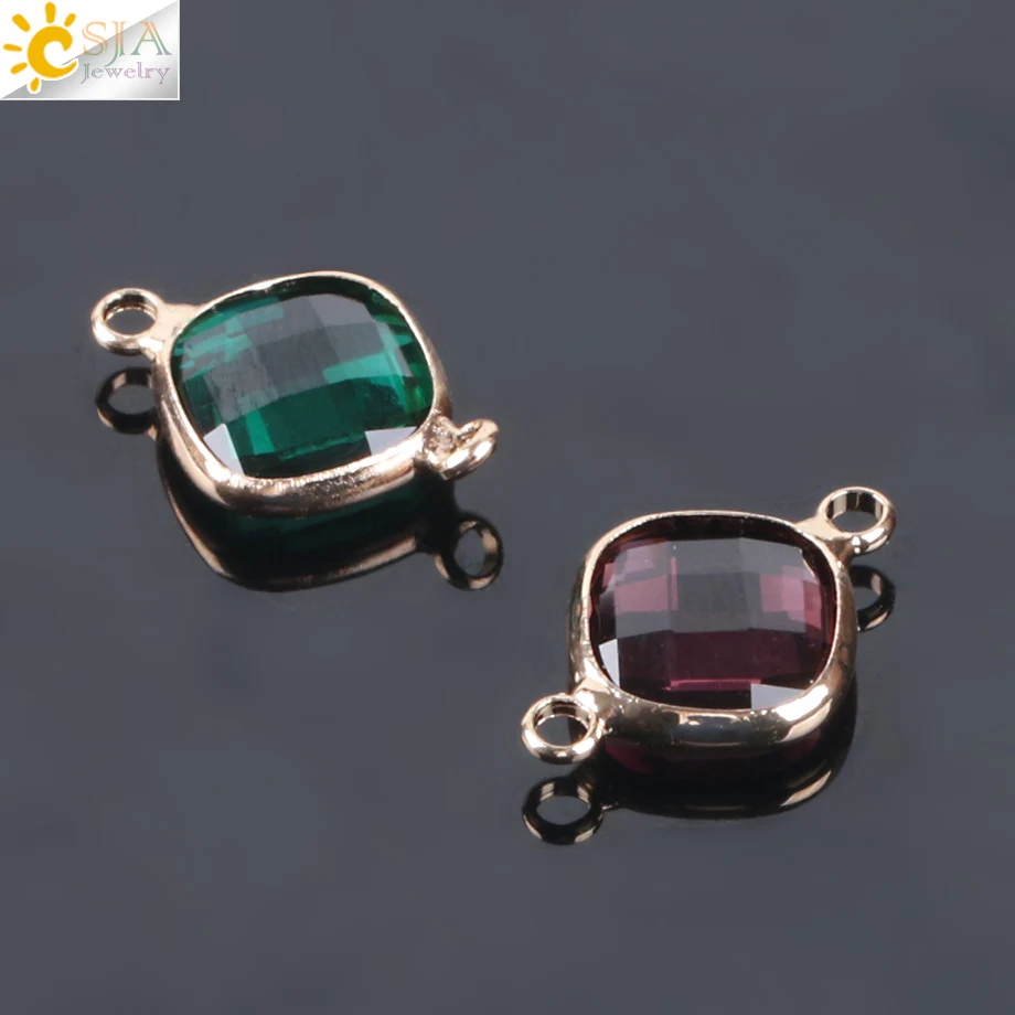 CSJA-Cuentas de cristal de Murano de tamaño pequeño, conector de cuentas sueltas facetadas de doble agujero para pendientes, accesorios de joyería