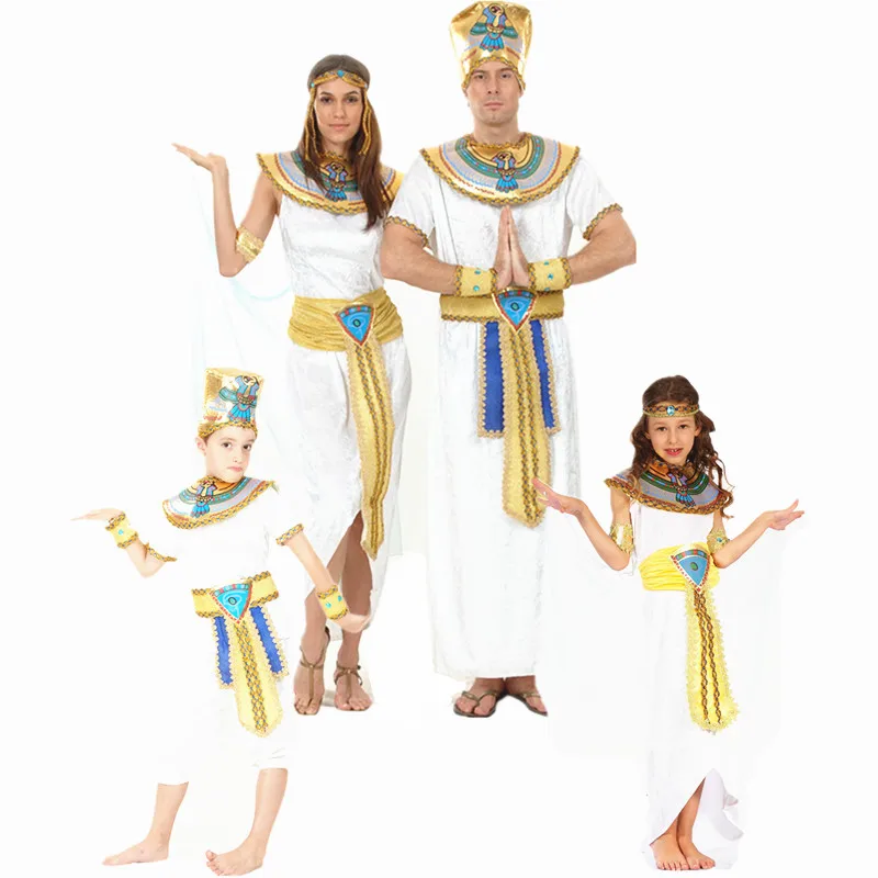 Egypt Pharaoh Cleopatra Costumes Cosplay Costume Princess Prince Family Halloween Carnival Party Dress