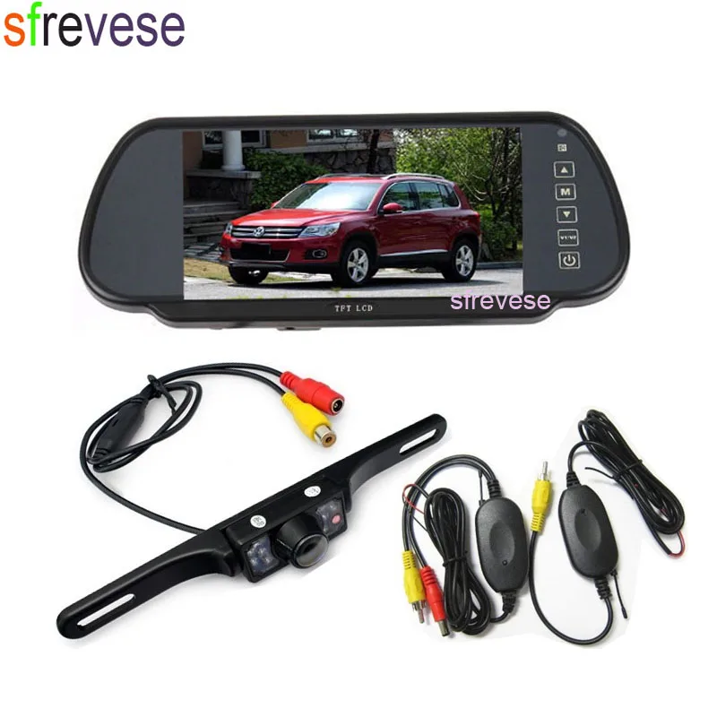 

Wireless 7 IR Night Vision Parking Reverse Backup Camera Waterproof + 7" LCD Monitor Car Rear View Mirror Kit New