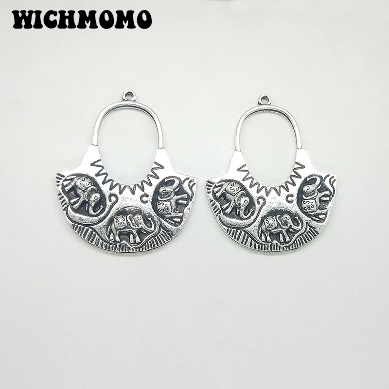 

New 49*40mm 2pieces/bag Cute Romantic Semicircle Elephant Zinc Alloy Charms Pendants Diy Necklaces Bracelets Accessories