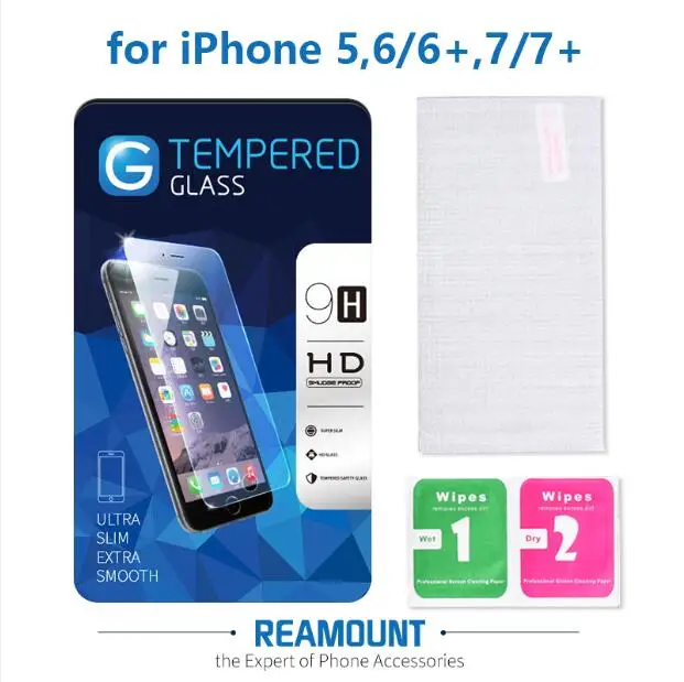 30 pcs Screen Protector for iPhone 6 6S plus 7 plus Tempered Glass Protector with retail box with wipes for iPhone 5 5S SE