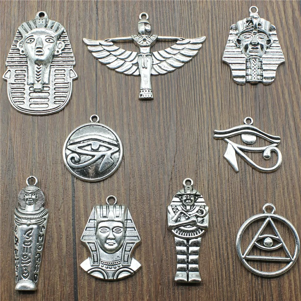 5pcs Charms Egyptian Pharaoh Antique Silver Color The Eye Of Horus Charms For Jewelry Making Cleopatra Pendant