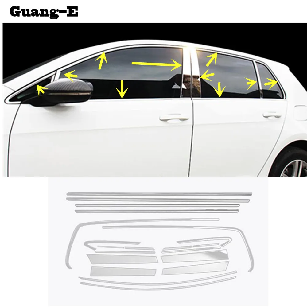 For VW Volkswagen Golf7 Golf 7 2014 2015 2016  2017 2018 Stainless Steel Glass Window Stick Lamp Pillar Middle Column Strip Trim