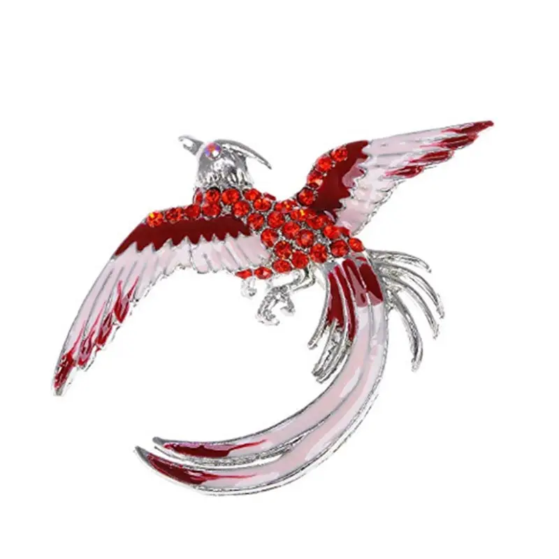 Vintage rhinestone Peacock Bird Brooch Pins Women's Elegant Charm Colorful enamel Phoenix Bird  Breastpin for Wedding