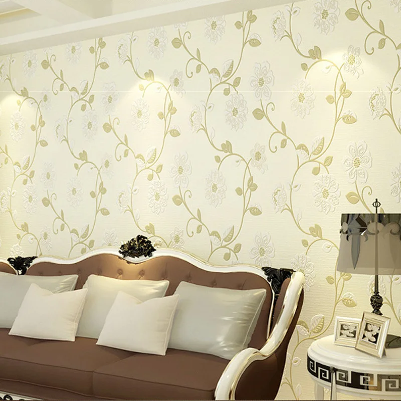 

Q QIHANG Pastoral 3D Modern Simple Non-woven Environmental-Friendly Living room Bedroom Study Wallpaper 0.53m*10m=5.3m2