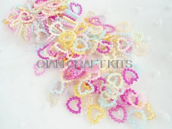 1500pcs- Pearlized Heart Flatback Multicolored Mix (11mm) rainbow color