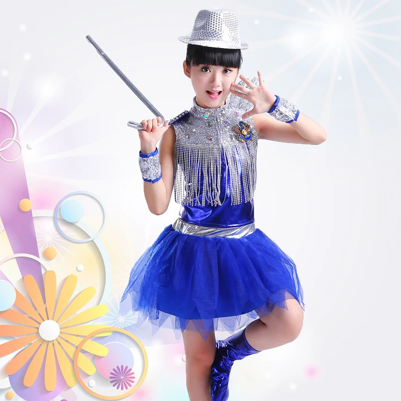 Children's costumes modern jazz dance sequins new nursery performance clothing princess skirt Puff Girls