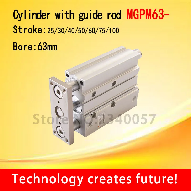 SMC Type MGPM63Thin cylinder with rod MGPM63-25/30/40/50/75/100 Three axis three bar Pneumatic components MGPM