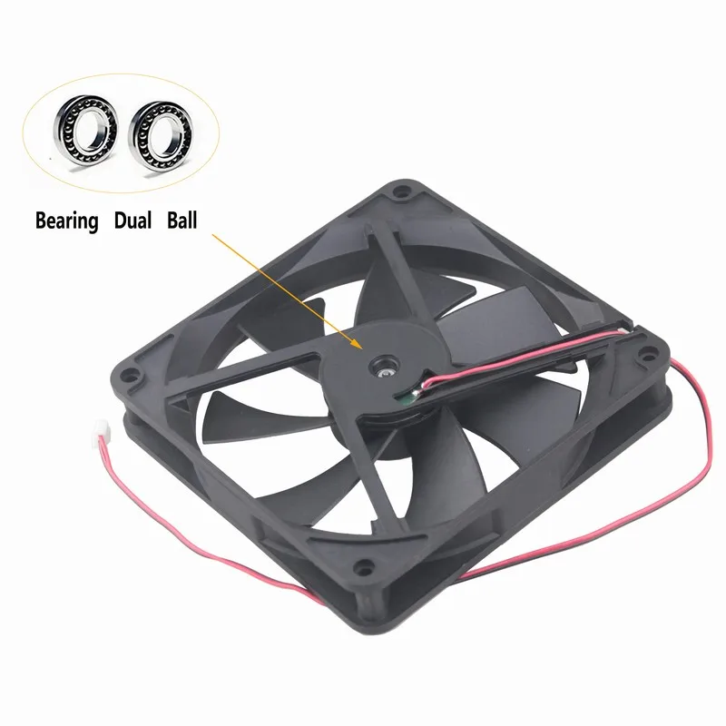 

5 Pcs Gdstime 14cm DC 12V 140x140x25mm Ball Bearing High Speed Computer Case CPU Brushless Cooling Fan 140mm x 25mm 2Pin 14025B