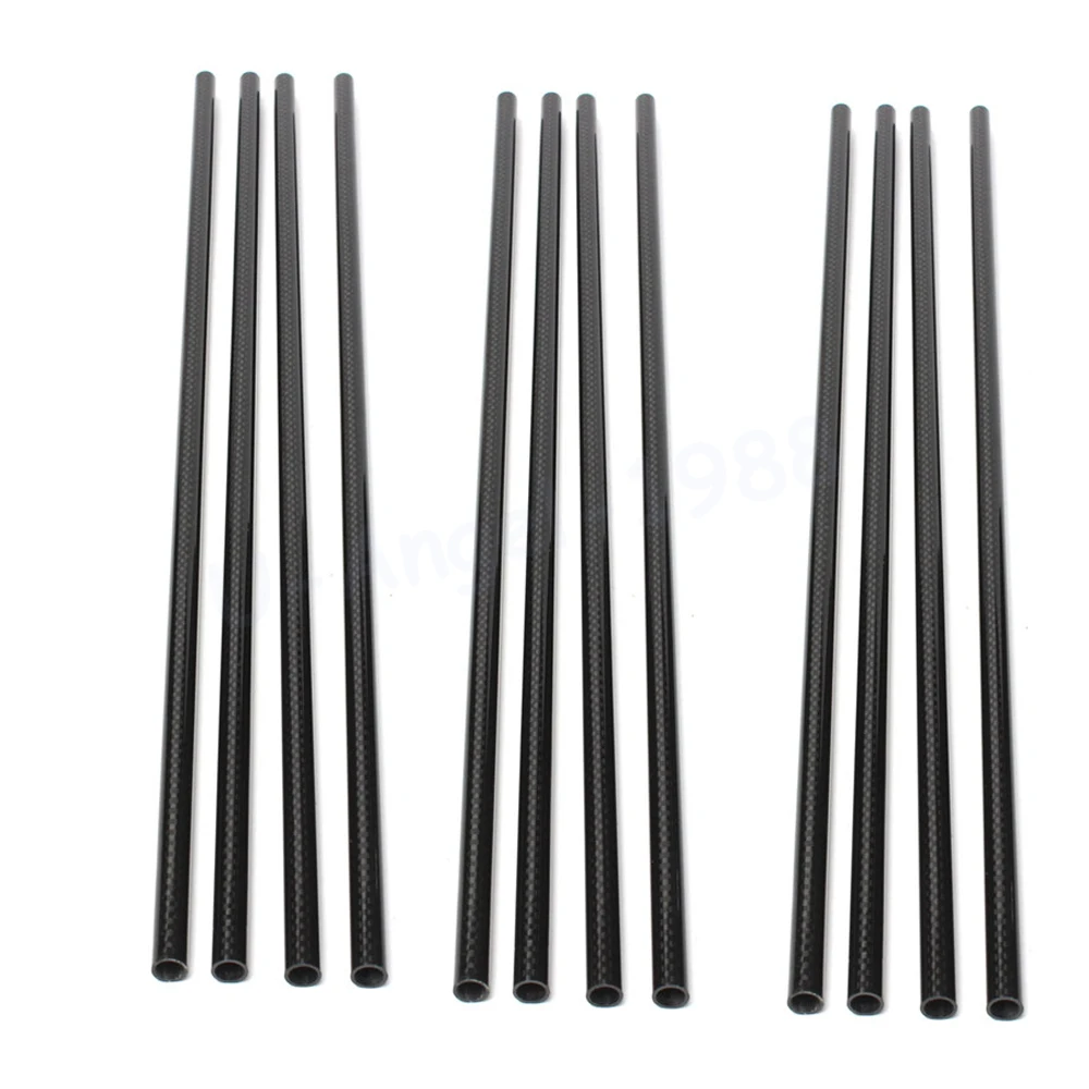 6pcs/lot New 3K 12mm x 10mm x 250mm Roll Wrapped Carbon Fiber Tube Boom For Multicopter For RC Quadcopter Accessories