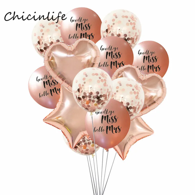 1bag Goodbye Miss Hello Mrs Latex Balloons Bachelorette hen Party Decor goodbye miss Party Supplies Wedding Decoration supplies