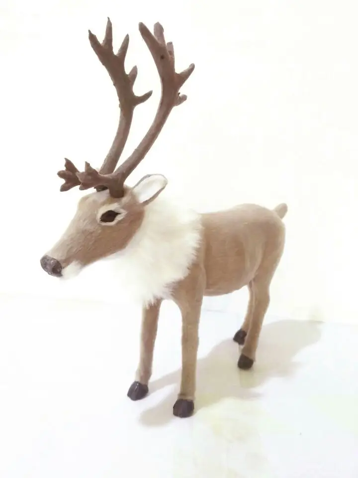 

simulation reindeer plastic&furs christmas deer large 25x24cm hard model toy,prop,home furnishing decoration gift w2906