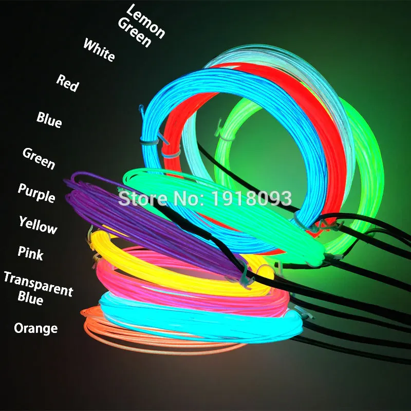 

Hot sales 1.3mm 1Meter 2 Pieces EL Wire Set String Lights Glowing products For Wedding,Festival and party decoration