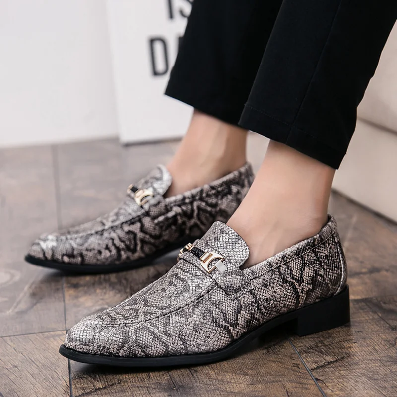 Luxury Brand Mens Dress Shoes Wedding Shoes for Men Dress Shoes Loafers Men Shoes Leather Zapatos De Hombres Snake Skin Shoes