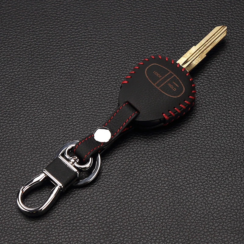 Fashion men for Mitsubishi colt lancer outlander grandis pajero sport leather car key chain remote car key cover case 2 buttons