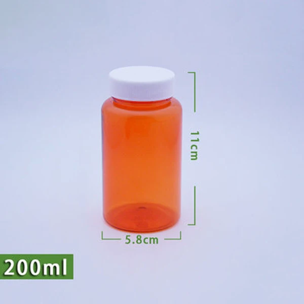 20pcs 200ml Orange Color PET Medicine Bottles,Capsules/Pills/Powder/Vitamin Plastic Bottles with White Screw Caps