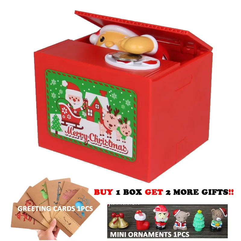 

New Cute Christmas Santa Claus Electronic Piggy Bank Auto Coin Saving Box With Music Money Safe Box For Christmas Gift