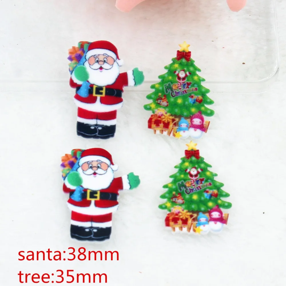 50pcs/lot DIY planar resin Christmas tree santa kawaii flat back resin cabochons accessories