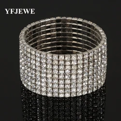 YFJEWE New Fashion Crystal Elasticity Big Bracelets for Women Gold and Silver Color Bracelets & Bangles pulseras mujer B125