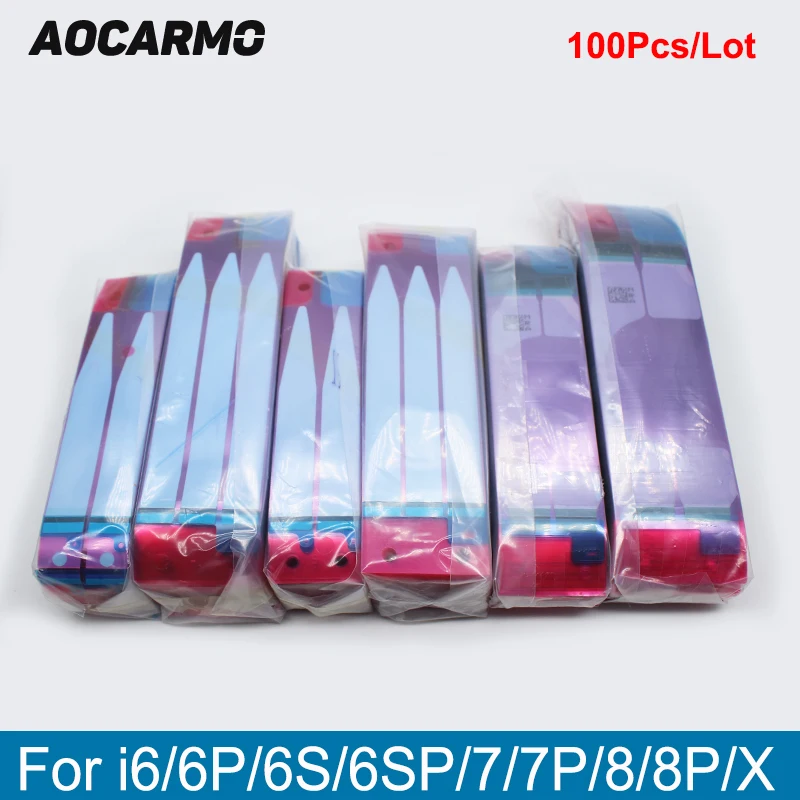 100Pcs/Lot Aocarmo Battery Adhesive Glue Tape Anti-Static Sticker Strip For iPhone 5S/6/6P/6S/6SP/7/7P/8/8P 4.7
