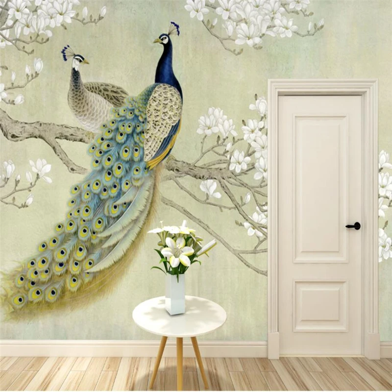 wellyu Famous painting Chinese painting Peacock Magnolia Bird Chinese style Wall Custom Large mural Environmental wallpaper