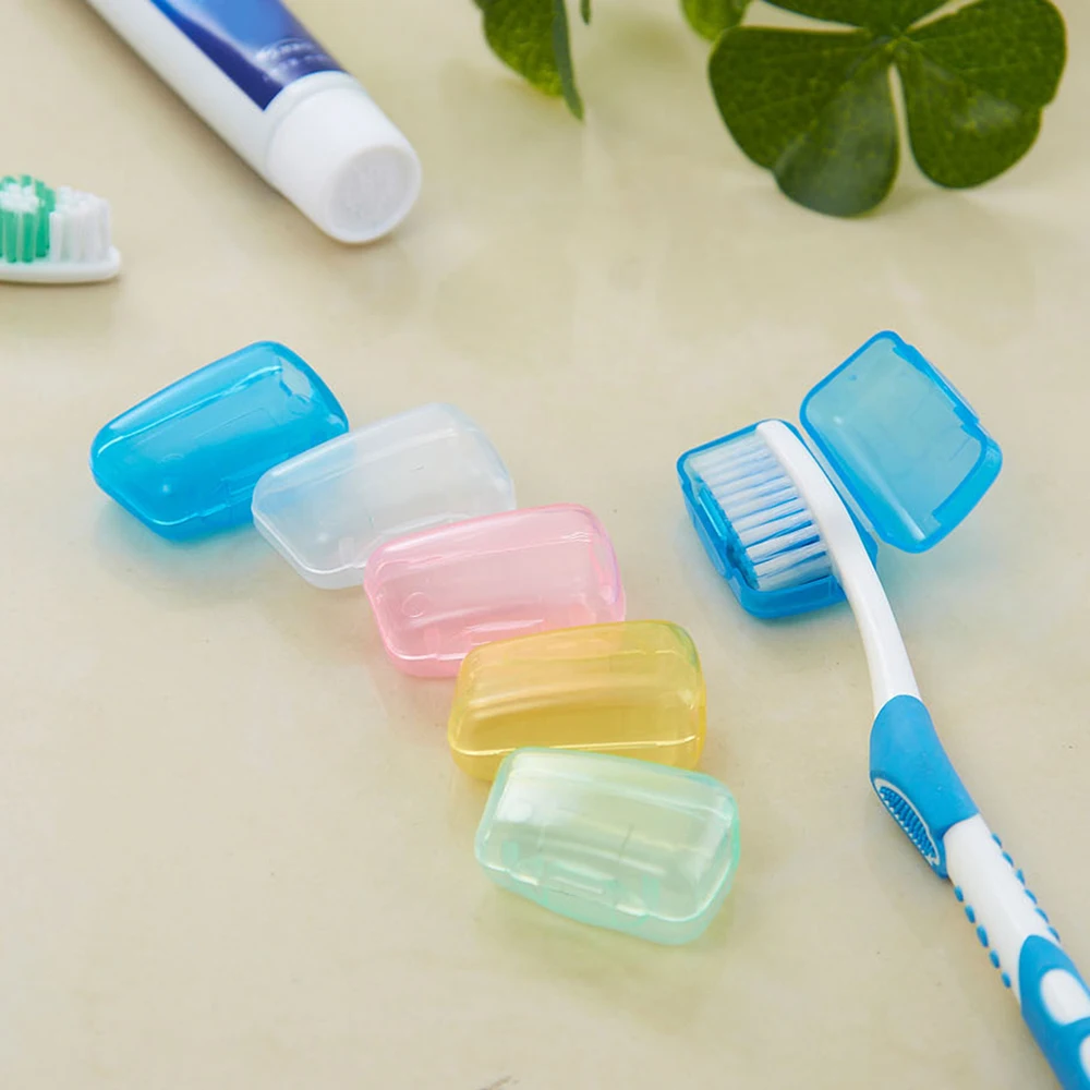 Y&W&F 5 Pcs/Set Portable Travel Toothbrush Head Cover Storage 4*2*2.5cm Tooth Brush Holder Covers Toothbrush Protect Box TSLM1