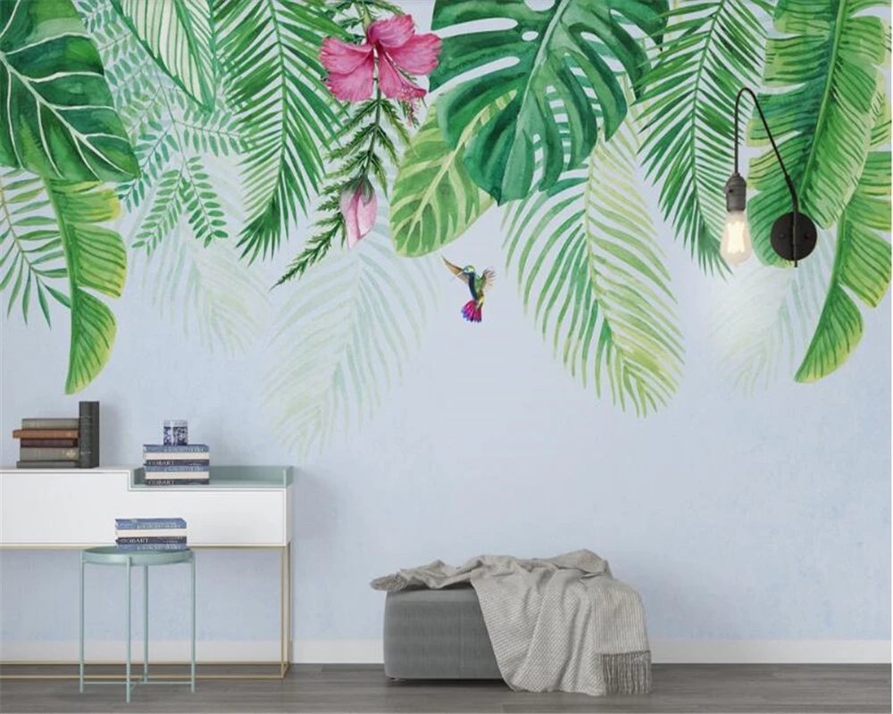 

beibehang Custom fashion fantasy personality papel de parede wallpaper Nordic style tropical plant background wall paper mural