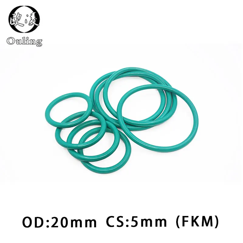 

10PCS/lot Rubber Ring Green FKM O ring Seal CS5mm OD16/17/18/19/20mm Rubber ORings Seal Gasket Fuel sealing Oil Rings Washer