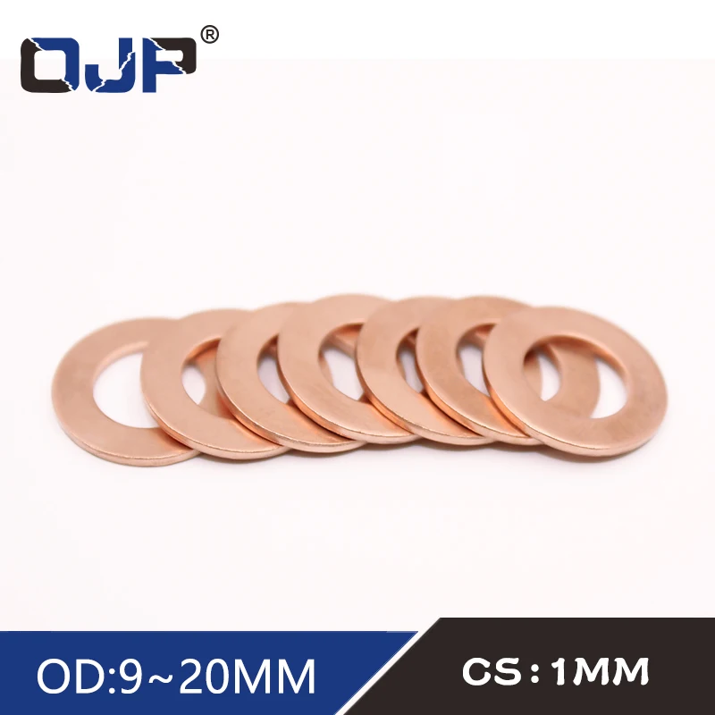 20Pcs DIN7603 M5 M6 M8 M10 M12 M14 M16 T3 O Ring Gasket Sealing Ring Copper Washer For Boat Crush Washer Flat Seal Ring Fitting