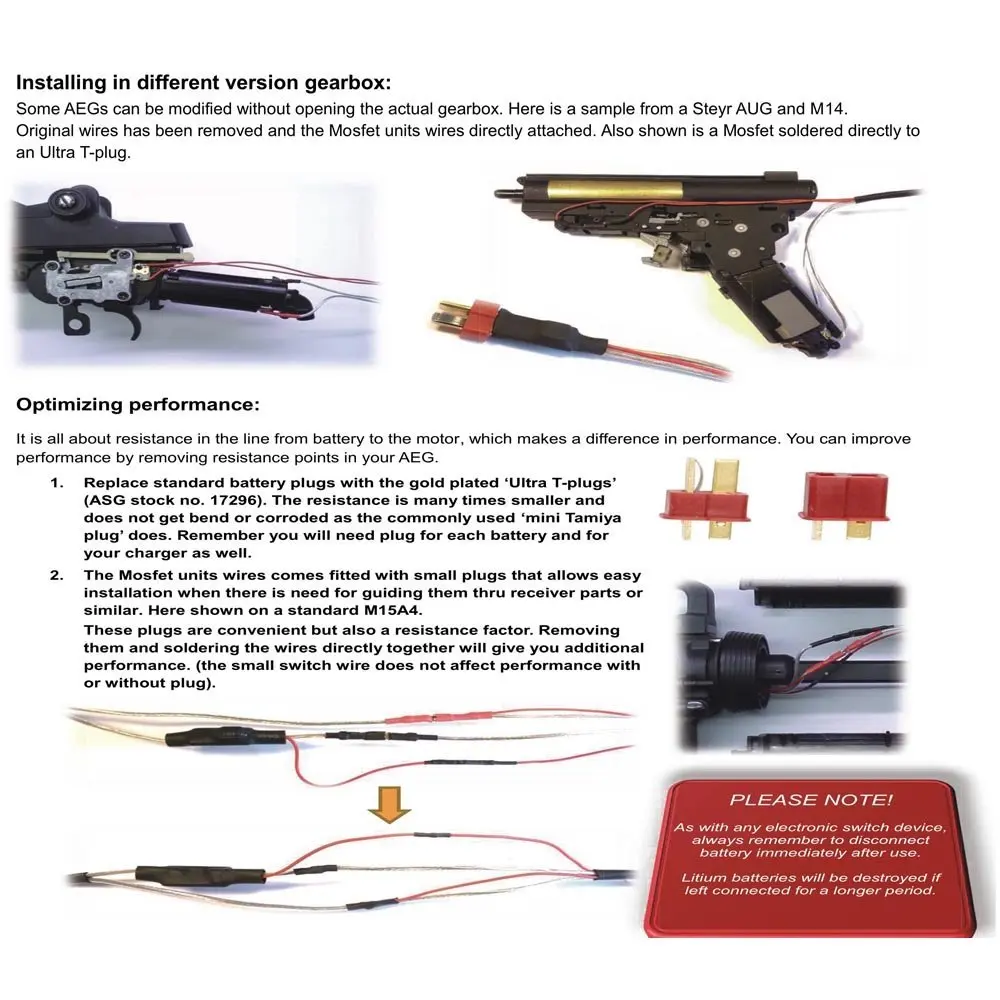 Mosfet – pistolet électrique Airsoft AEG, adapté à tout Type de boîte de vitesses AEG, batterie Lipo 11.1v