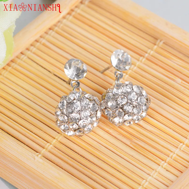 XIAONIANSHI brand launched AAA zirconia Rhinestone white pearl stud earring crystal ball fashion earring jewelry for women